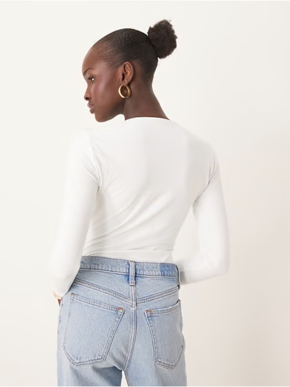 Abercrombie & Fitch Soft Matte White Long-Sleeve Bodysuit - Picture 2 of 5